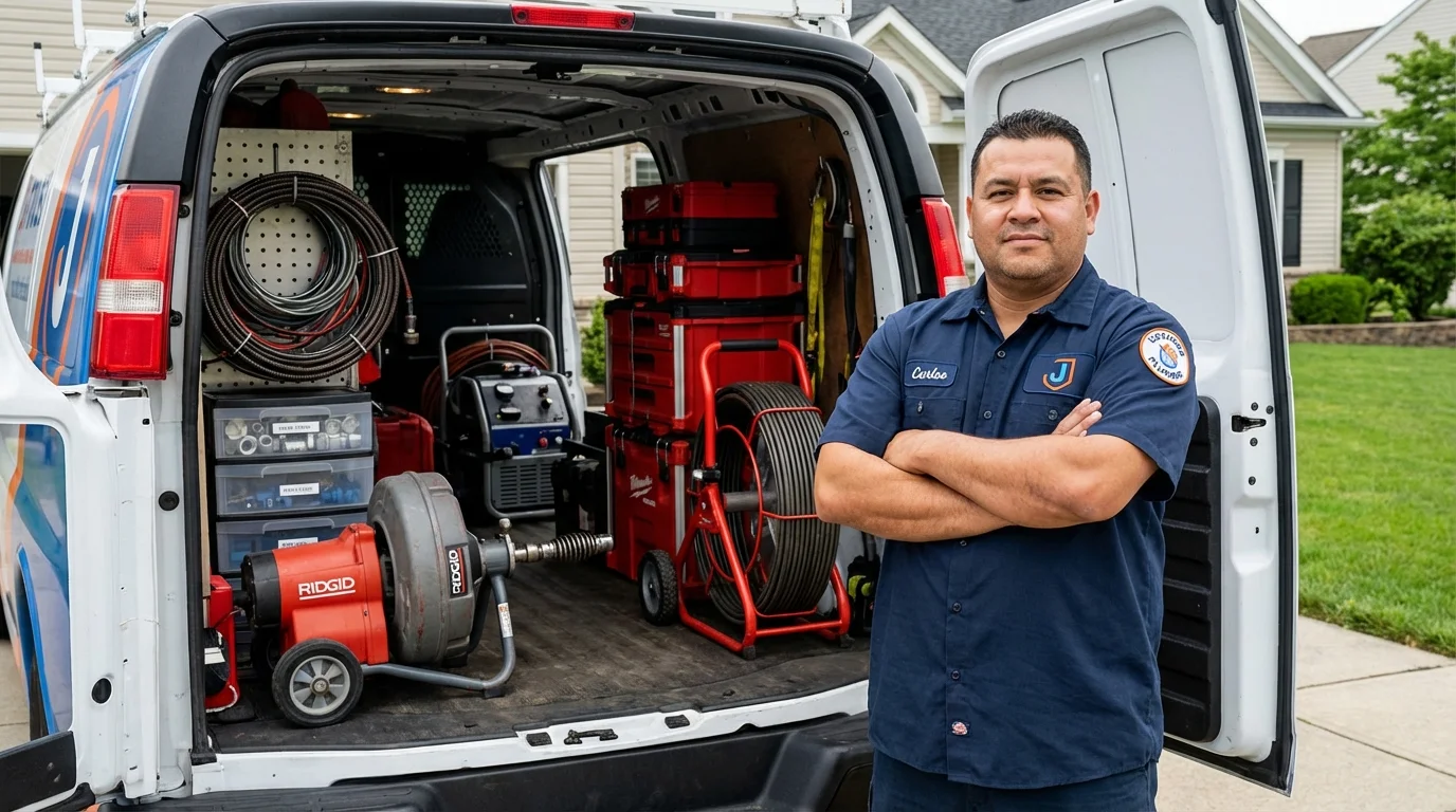 Professional drain cleaning equipment and Johns Plumbing LLC plumber in Adel